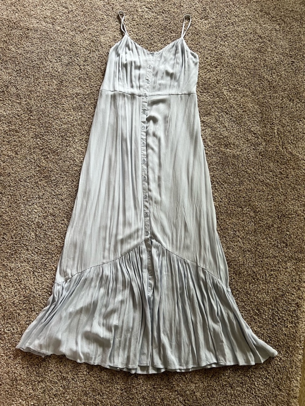 Madison & Berkeley Light Gray Button-Front Maxi Dress
